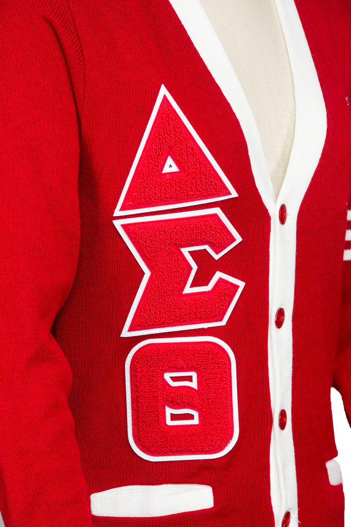 Delta Sigma Theta Classic Red and White Old School Cardigan