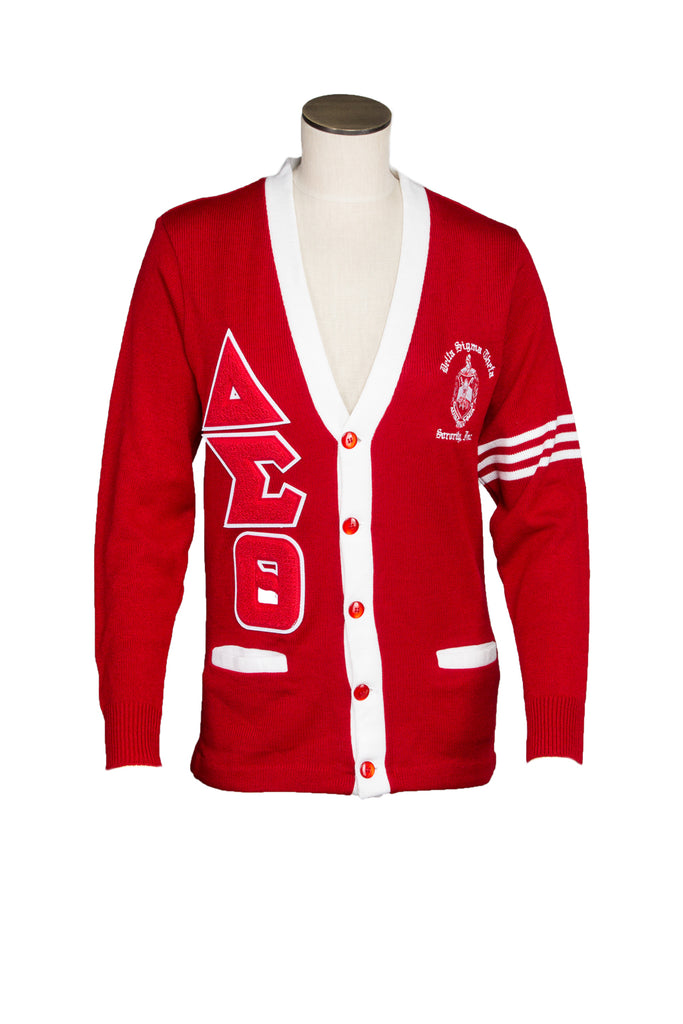 Delta Sigma Theta Classic Red and White Old School Cardigan