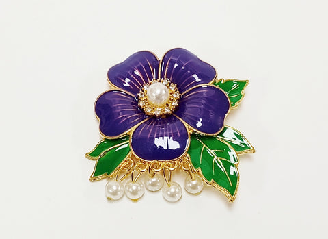 African Violet Brooch Pin