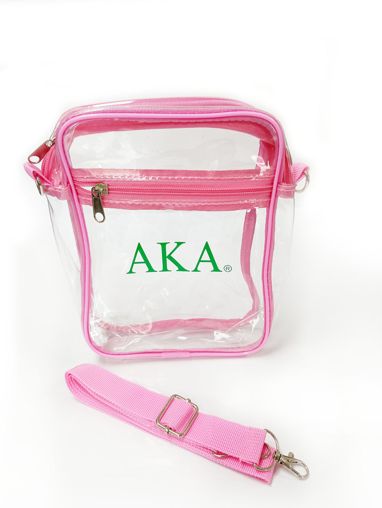 AKA Clear Cross Body Bag with Pink Trim