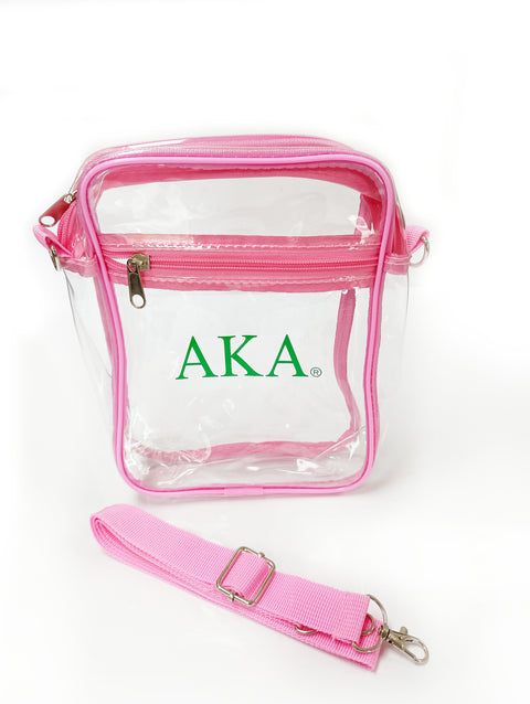 AKA Clear Cross Body Bag with Pink Trim