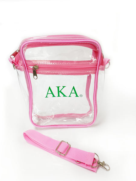 AKA Clear Cross Body Bag with Pink Trim