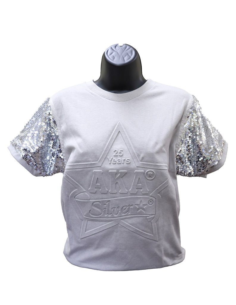 AKA Silver Star Shirt with Sequin Sleeves