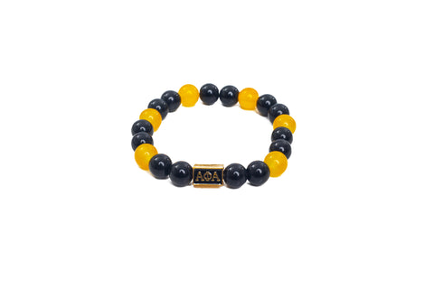 Alpha Phi Alpha: Black and Gold Beaded Bracelet