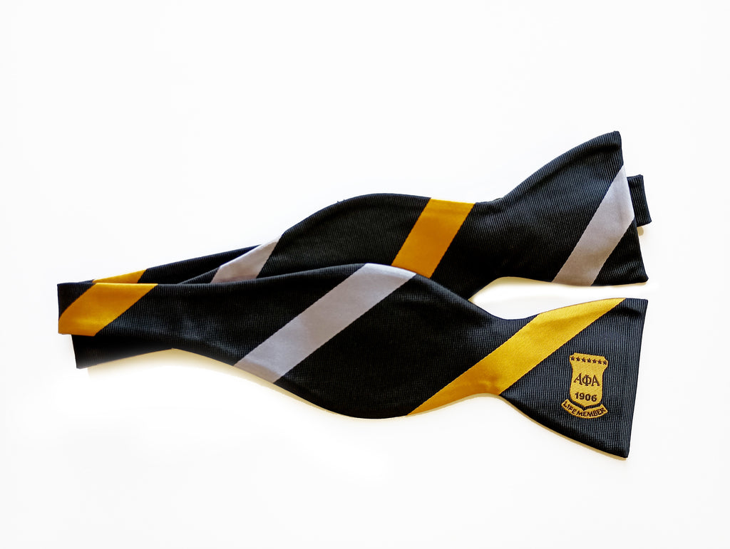 Life Member Black, Silver, Gold Stripe Bowtie