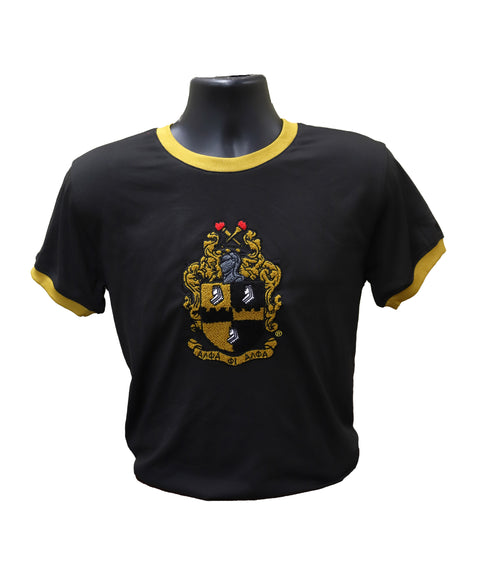 Alpha Ringer Shirt with Chenille Crest
