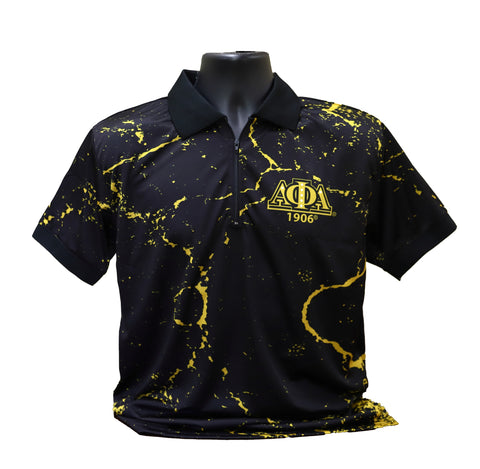 Alpha Zipper Polo - Marble Print