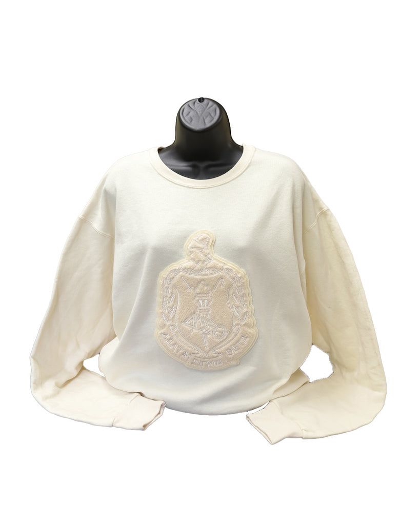 Delta Cream Sweatshirt with Cream Chenille Shield