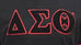 Delta Black Ringer Shirt with Chenille Letters
