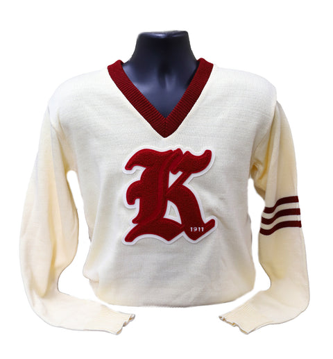 Kappa Alpha Psi Kreme Vneck Sweater with Chenille K