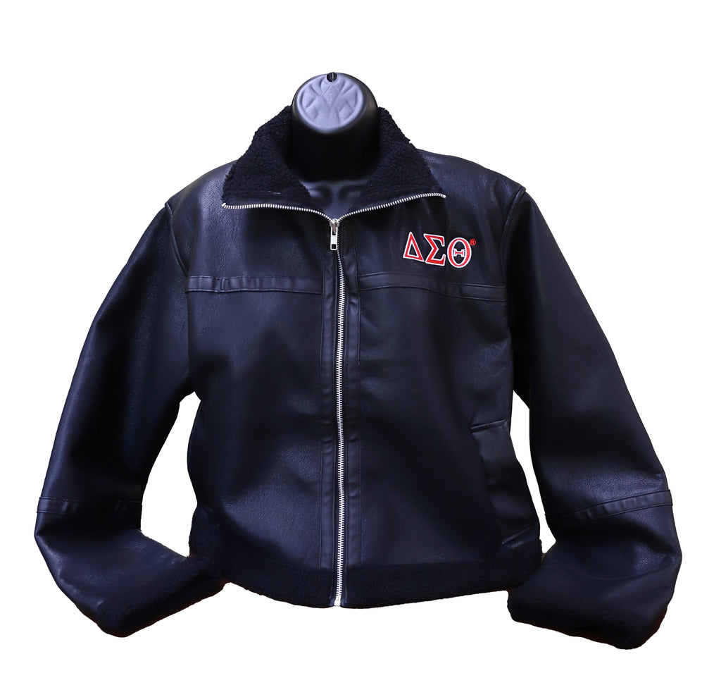 DST Cropped PU Leather Jacket