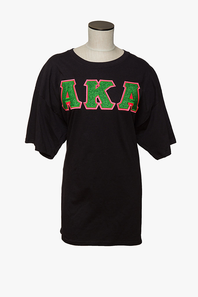 AKA Black Glitter flake Applique shirt