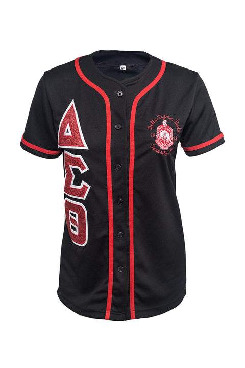 Delta Sigma Theta DriFit Baseball Jersey with embroidered Glitter letters