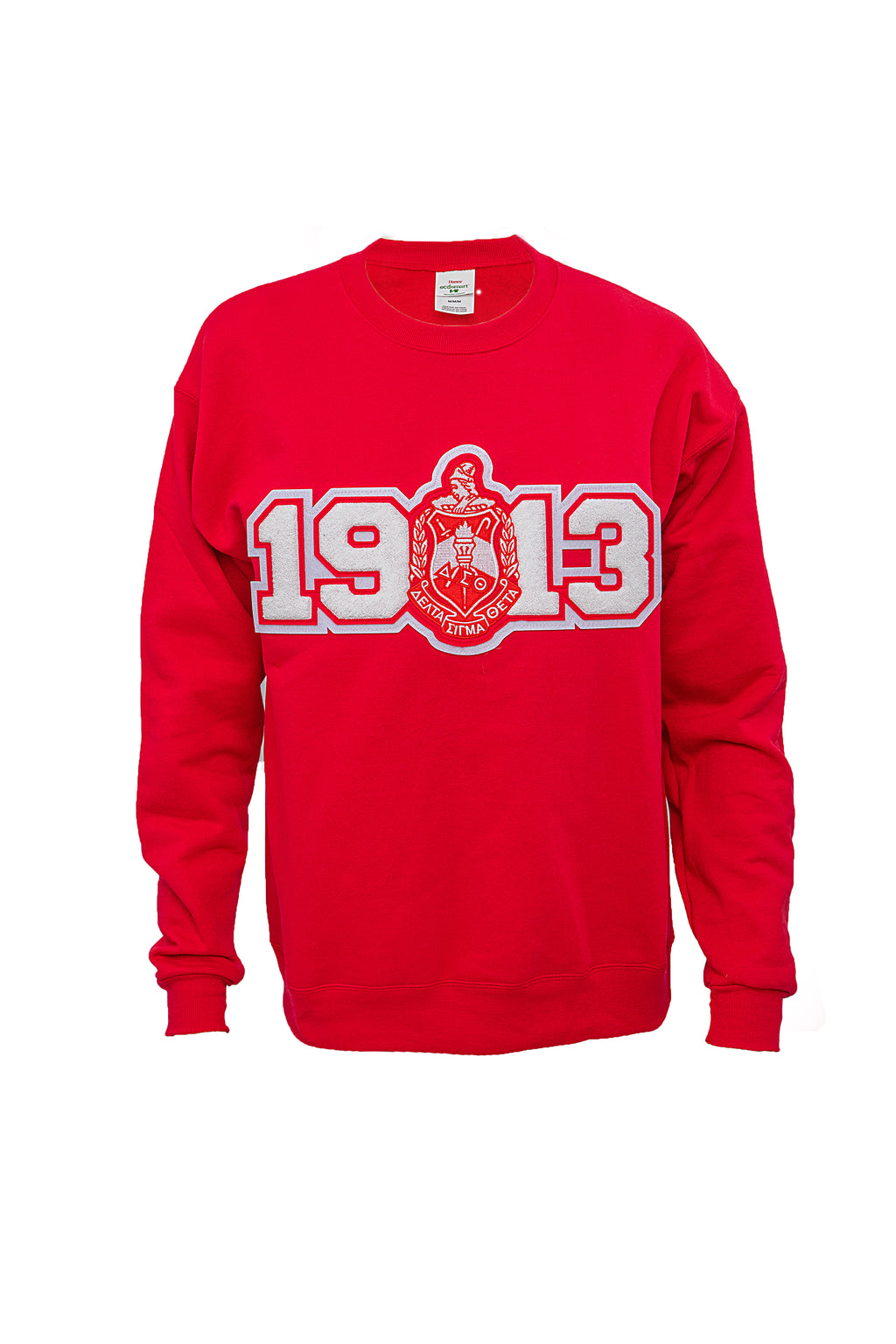 Delta Red Sweatshirt with White 1913 Chenille