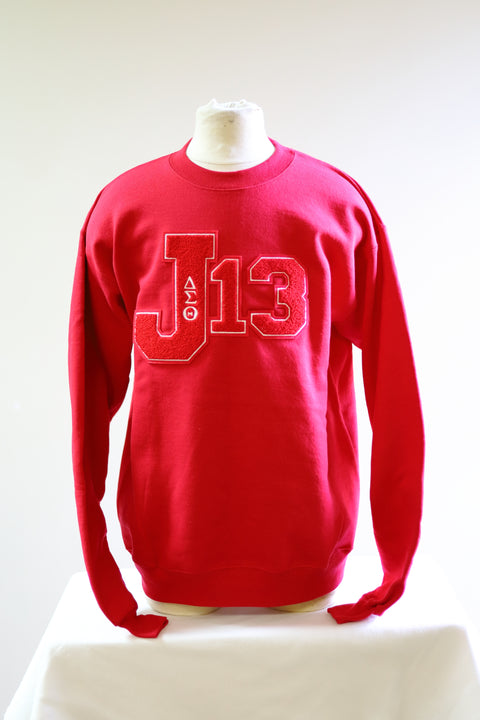 Delta Sigma Theta J-13 Sweatshirt with Chenille Patch(Red)