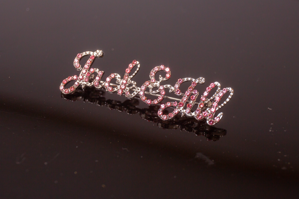 Jack and Jill Pink Script Brooch Pin