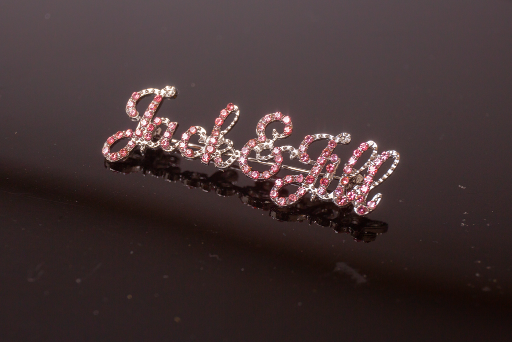 Pink Script 15 Jack and Jill Pink Script Brooch Pin – Greek Traditions