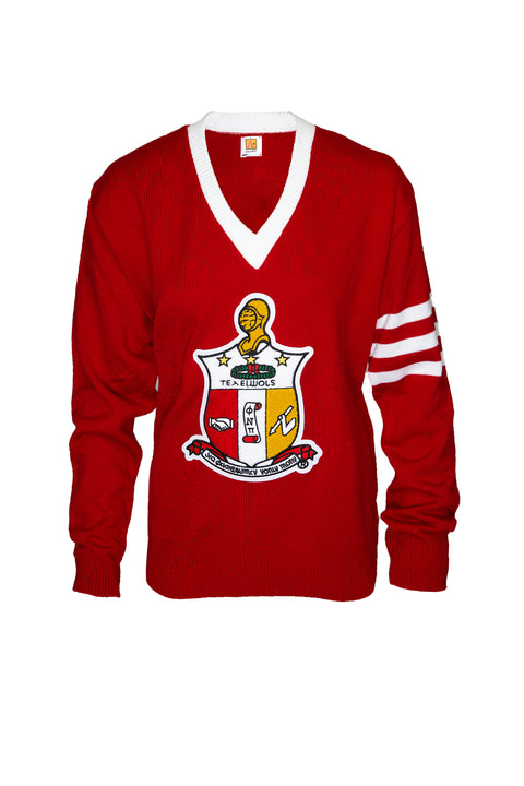 Kappa Alpha Psi Vneck sweater with Old School Chenille Crest