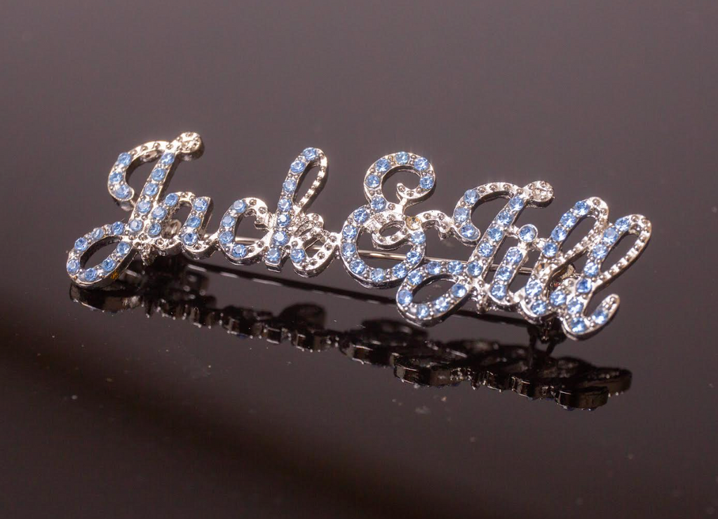 Jack and Jill Blue Script Brooch Pin